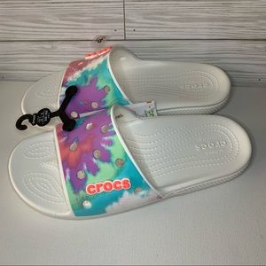 Crocs Classic Slide Sandals Women's Size 9 / Men's Size 7 Tie Dye White NWT NEW